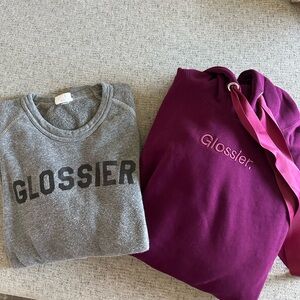 Glossier Gray and Pink Sweatshirts bundle lot of 2